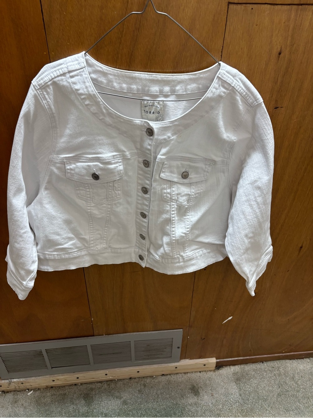 torrid White Cropped Button-Front Denim Jacket for Kids